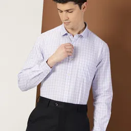 INVICTUS Original Slim Fit Checked Spread Collar Long Sleeve Cotton Formal Shirt-image-3