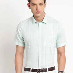 Turtle Grid Tattersall Checks Cotton Formal Shirt-image-56
