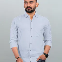 Bought First Premium Spread Collar Long Sleeve Pocket Organic Cotton Casual Shirt-image-75
