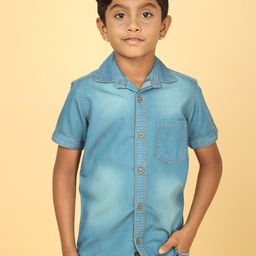CAZZBA Boys Blue Faded Opaque Faded Casual Shirt-image-52