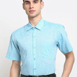 JAINISH Men Turquoise Blue Cotton Short Sleeves Formal Shirt-picture-24