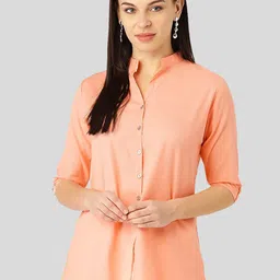 Vastraa Fusion Comfort Mandarin Collar Pure Cotton Casual Shirt-67
