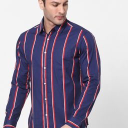 Celio Men Navy Blue & Red Striped Casual Shirt-image-49