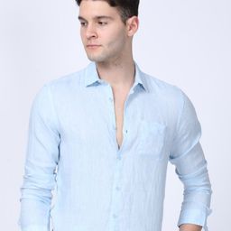POE Smart Spread Collar Linen Straight Slim Fit Formal Shirt-image-75