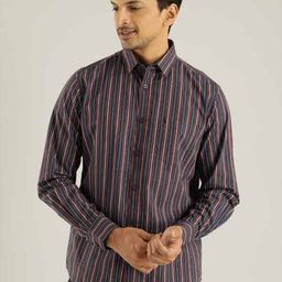 Indian Terrain Chiseled Slim Fit Striped Casual Pure Cotton Shirt-image-21