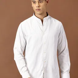 INVICTUS Original Slim Fit Striped Mandarin Collar Long Sleeves Casual Shirt-image-33