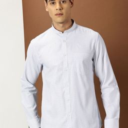 INVICTUS Slim Fit Striped Mandarin Collar Long Sleeves Cotton Casual Shirt-image-65