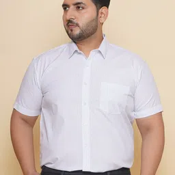 John Pride Plus Size Striped Pure Cotton Casual Shirt-image-79