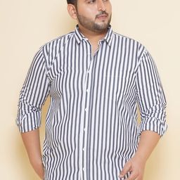 John Pride Plus Size Vertical Striped Casual Pure Cotton Shirt-picture-42