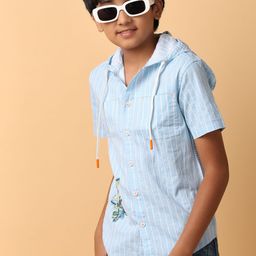 V-Mart Boys Hooded Striped Cotton Casual Shirt-image-83