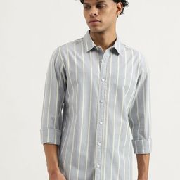 United Colors of Benetton Men Spread Collar Vertical Striped Cotton Casual Shirt-picture-49