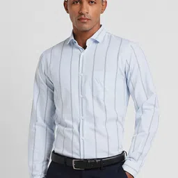 Peter England Slim Fit Striped Formal Shirt-image-93