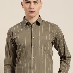Hancock Comfort Plus Size Vertical Striped Cotton Formal Shirt-image-73