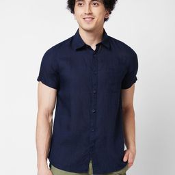SPYKAR Spread Collar Linen Casual Shirt-image-63