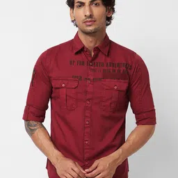 SPYKAR Typography Printed Cotton Casual Shirt-image-35