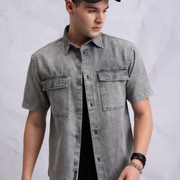 Highlander Men Denim Oversized Shirt-image-42