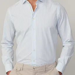 HACKETT LONDON Men Classic Fit Spread Collar Vertical Striped Cotton Casual Shirt-image-64