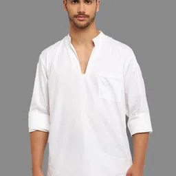 Givo Mandarin Collar Straight Cotton Short Kurta-image-48