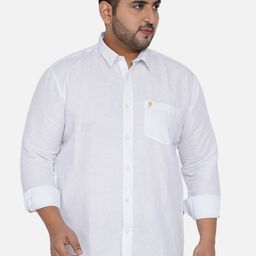 John Pride Men White Solid Plus Size Casual Shirt-image-7