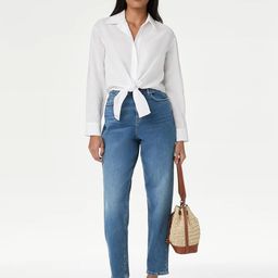 Marks & Spencer Spread Collar Tie Front Detail Casual Shirt-image-22