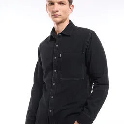 Beyoung Men Classic Spread Collar Solid Cotton Casual Shirt-image-17