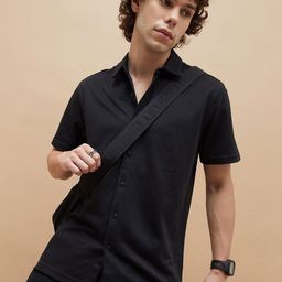 Forca Men Cutaway Collar Solid Cotton Casual Shirt-image-51