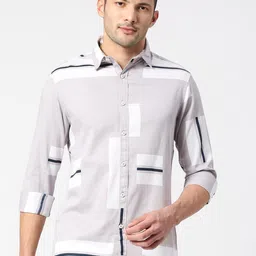 SNX Tailored Fit Opaque Abstarct Printed Cotton Casual Shirt-image-47