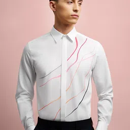 HE SPOKE Smart Tailored Fit Opaque Twill Weave Cotton Casual Shirt-image-9