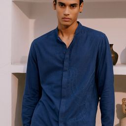 Andamen Men Premium Mandarin Collar Solid Cotton Casual Shirt-image-62