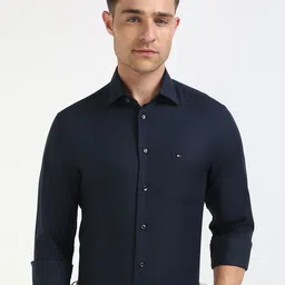 Tommy Hilfiger Men Spread Collar Solid Cotton Slim Fit Formal Shirt-picture-13