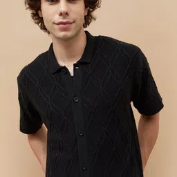 Forca Men Spread Collar Textured Cotton Relaxed Fit Casual Shirt-picture-12