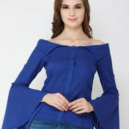 BAESD Cotton Bell Sleeves Shirt Style Top-image-86