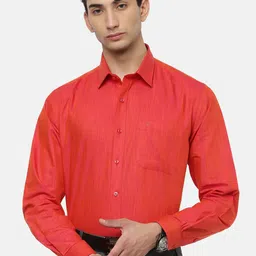 Ramraj Men Red Slim Fit Opaque Formal Shirt-image-94