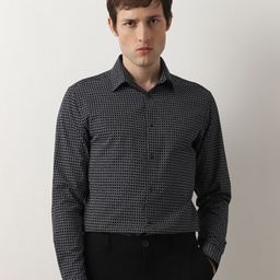 SELECTED Slim Fit Printed Opaque Cotton Casual Shirt-image-12