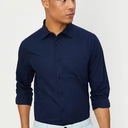 max Men Blue Slim Fit Opaque Casual Shirt-image-88