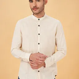 Urban Ranger by pantaloons Slim Fit Band Collar Cotton Casual Shirt-image-61