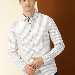 Thomas Scott Classic Slim Fit Windowpane Checks Pure Cotton Casual Shirt-image-18