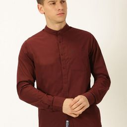 Provogue Classic Slim Fit Mandarin Collar Pure Cotton Casual Shirt-image-71
