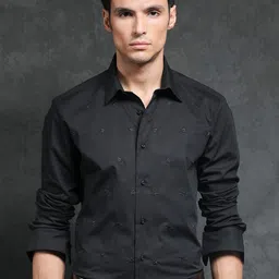 RARE RABBIT Men Roser Slim Fit Embroidered Cotton Shirt-image-76