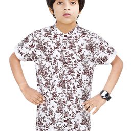 MADE IN THE SHADE Boys Band Collar Floral Printed Cotton Casual Shirt-picture-43