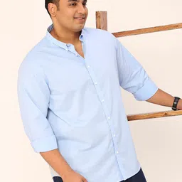 Sztori Plus Size Standard Button-Down Collar Pure Cotton Casual Shirt-picture-8