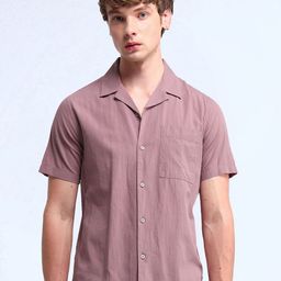 Flying Machine Men Cuban Collar Solid Cotton Casual Shirt-image-41