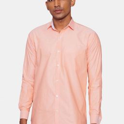 Wintage Men Orange Opaque Pure Cotton Casual Shirt-image-77