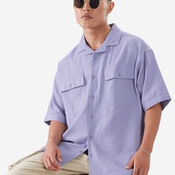 The Souled Store Spread Collar Short Sleeves Cotton Oversized Casual Shirt-image-49