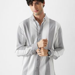 The Souled Store Spread Collar Long Sleeves Striped Casual Shirt-image-60