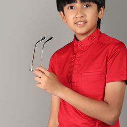 V-Mart Boys Mandarin Collar Short Sleeves Casual Shirt-image-93