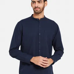 METTLE Mandarin Collar Cotton Casual Shirt-image-27