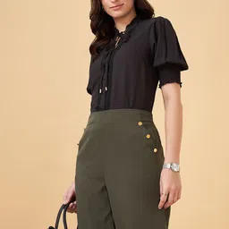 Annabelle by Pantaloons Women Tie-Up Neck Shirt Style Tops-picture-49