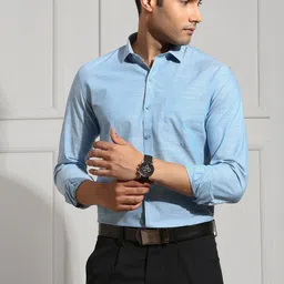 Ramraj Men Solid Spread Collar Cotton Formal Shirt-image-42