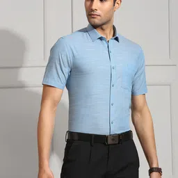 Ramraj Men Solid Spread Collar Cotton Formal Shirt-image-43